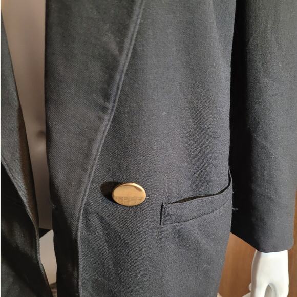 HARVE BENARD Wool Blazer Jacket M Black Gold Buttons Old Money Quietlux Career - Picture 9 of 10